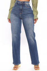 Uptown Stretch High Rise Straight Leg Jeans - Vintage Blue Wash Ins Street